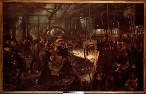 Metallurgie: „Das Walzwerk, Arbeit in der Schmiede“ von Adolph Menzel