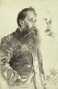 Studie eines Mannes mit Bart, Hand in der Tasche, 1885 von Adolph Menzel