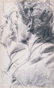 Der Kopf eines jungen Mannes im Profil nach links, 1884 von Adolph Menzel