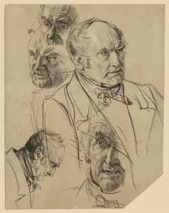 Brustbild eines älteren Mannes nach rechts, vier Kopfstudien von Adolph Menzel