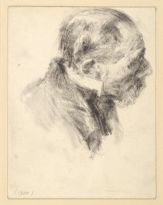 Brustbild eines bärtigen älteren Mannes mit Stehkragen, vorgebeugt, nach rechts von Adolph Menzel