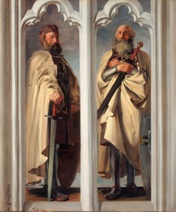 Die Hochmeister Siegfried von Feuchtwangen und Ludger von Braunschweig. Entwurf zu Gemälden in der Marienburg von Adolph Menzel