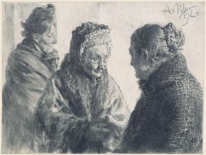 Drei Frauen, in Tücher gehüllt von Adolph Menzel