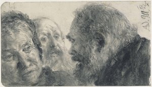 Drei Köpfe von Adolph Menzel