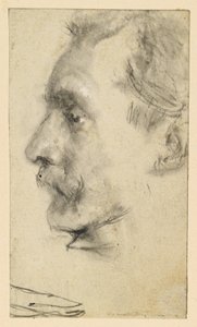 Gesichtsprofil eines Mannes mit Schnurrbart von Adolph Menzel