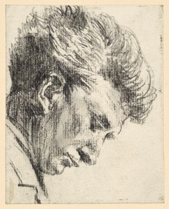 Gesichtsprofil eines herabblickenden Mannes