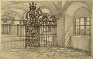 Gewölbte Halle im Kloster zu Kamenz von Adolph Menzel