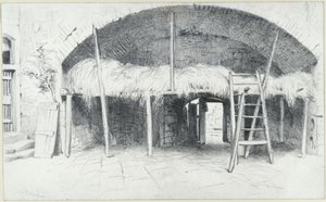 Heulager unter einem Bogen der Jungfernbastei in Dresden von Adolph Menzel
