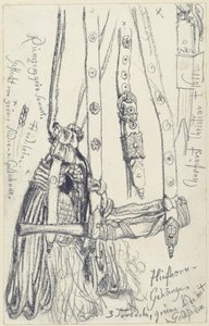 Jagdhorn, Hornfessel und Hornseil zur Smaragd-Jagdwaffengarnitur Johann Georgs I. von Sachsen, Historisches Museum, Dresden von Adolph Menzel