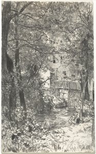 Landschaft mit einer Wäscherin