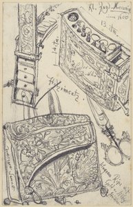 Patronentasche mit Reiseapotheke zum Jagdsattel des Kurfürsten Johann Georg I. von Sachsen aus dem Jahr 1618, Historisches Museum, Dresden von Adolph Menzel