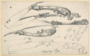 Rasiermesser, vielleicht aus dem Jagd- und Arbeitstisch Kurfürst Johann Georgs I. von Sachsen, Historisches Museum, Dresden von Adolph Menzel