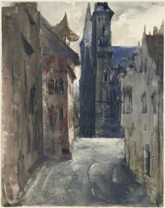 Straße und St. Sebaldkirche in Nürnberg von Adolph Menzel