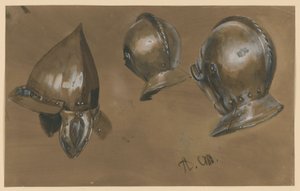 Zwei Kopfharnische und ein Helm von Adolph Menzel