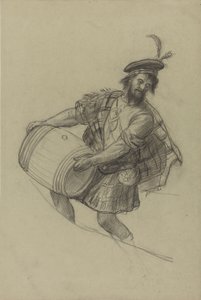 Landsknecht mit Fass in den Armen von Adolph Tidemand