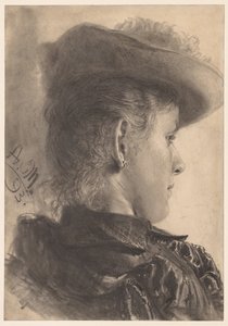 Büste einer Frau, von hinten gesehen von Adolph Menzel