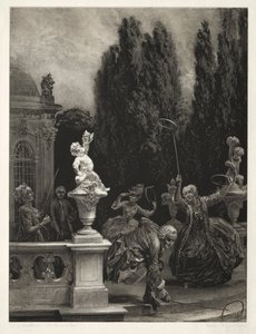 Essay über Stein mit Pinsel und Schaber: Spielen mit Reifen auf der Schlossterrasse von Adolph Menzel