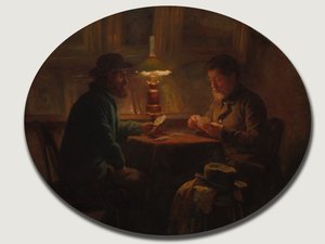 Kartenspiel bei le Père Martin, 1859 von Adolphe Felix Cals
