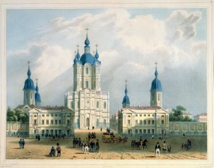 Das Smolny-Kloster in St. Petersburg, gedruckt von Edouard Jean-Marie Hostein, veröffentlicht von Lemercier, Paris, 1840er Jahre von Adolphe Jean Baptiste Bayot
