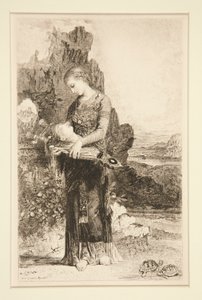 Tochter von Thrakien trägt den Kopf des Orpheus