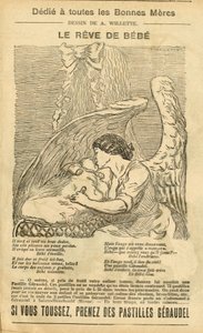 Illustration von Adolphe dit Willette (1857-1926) in Le Pelerin, 22/12/07 - Der Traum des Babys - Werbung, Mutterschaft - Engel
