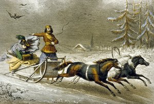 Ein Schlitten im Schnee, Russland von Adolphe Rouargue