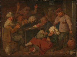 Arme Leute trinken in einer Taverne, um 1625-1630