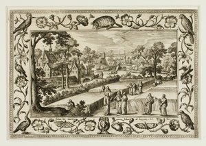 Christus und die Jünger im Feld, aus Landschaften mit alten und neuen Testamentsszenen und Jagdszenen von Adriaen Collaert