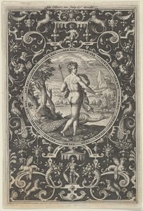 Juno in einem dekorativen Rahmen mit Grotesken, aus dem Urteil des Paris, ca. 1580-1600