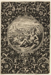 Neptun als Flussgott, Platte zwei aus Das Urteil des Paris von Adriaen Collaert