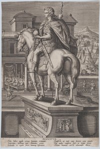 Tafel 2: Reiterstatue von Augustus, der einen Globus hält und von hinten gesehen wird, ca. 1587-89
