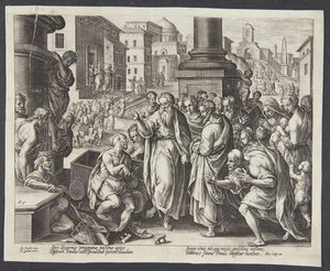 St. Paulus heilt einen Gelähmten in Lystra von Adriaen Collaert