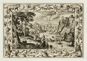 Die Taufe Christi, aus Landschaften mit Szenen aus dem Alten und Neuen Testament und Jagdszenen von Adriaen Collaert
