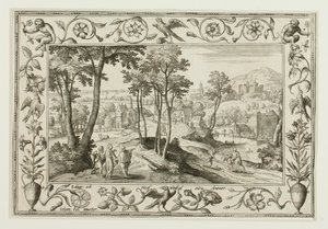 Die Reise nach Emmaus, aus Landschaften mit alten und neuen Testamentsszenen und Jagdszenen