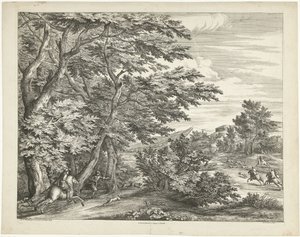 Landschaft mit Hirschjagd