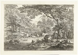 Landschaft mit ruhenden Jägern Landschaften mit Jägern (Serientitel) von Adriaen Frans Boudewyns