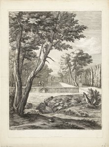 Landschaft mit zwei Männern bei einem Brunnen von Adriaen Frans Boudewyns