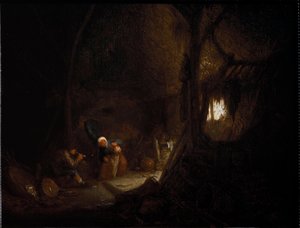 Bauernfamilie in einer Scheune von Adriaen Jansz. van Ostade