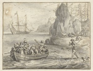 Celadon bittet Piraten, ihn mit seiner entführten Frau Galatea mitzunehmen