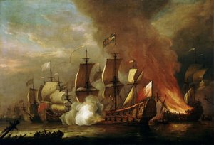 Eine Aktion der englischen Erbfolge, spätes 17. Jahrhundert von Adriaen van Diest