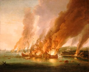 Die Schlacht von La Hogue, 23. Mai 1692, späte 17. Jahrhundert (Ölgemälde) von Adriaen van Diest