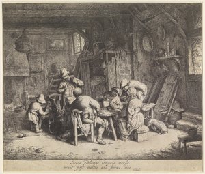 Bauern bei einer Mahlzeit in einem Gasthaus von Adriaen van Ostade