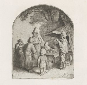 Figuren bei einem Quacksalberstand von Adriaen van Ostade