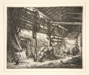 Innenraum einer Scheune von Adriaen van Ostade