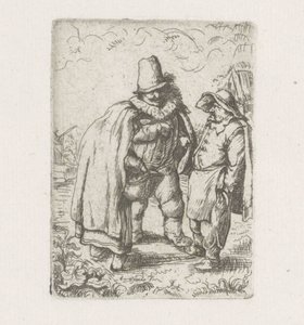 Mann mit Halskrause bei einem Bauernpaar