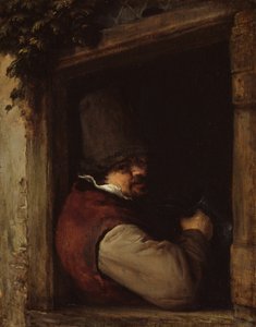 Mann mit einem Krug am Fenster