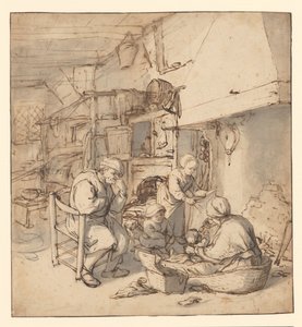 Bauernfamilie am Kamin von Adriaen van Ostade