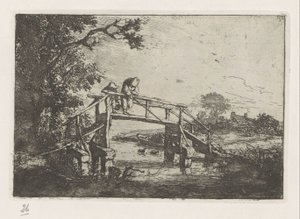 Zwei Fischer auf einer Brücke von Adriaen van Ostade