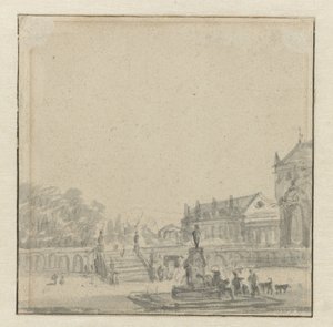 Vorhof eines Palastes mit einem Brunnen von Adriaen van de Velde (possibly)