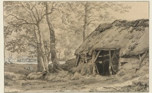 Eine Hütte oder ein Schafstall im Wald von Adriaen van de Velde